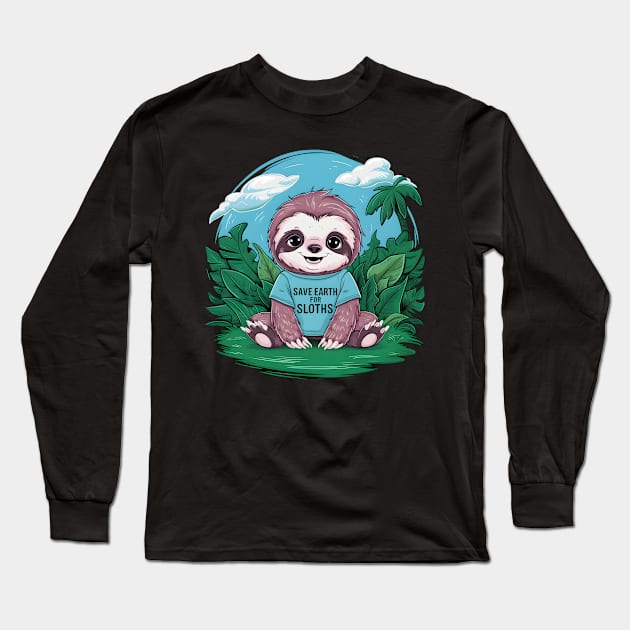 "Charming Guardian: Sloth's Plea for the Planet" Long Sleeve T-Shirt by WEARWORLD